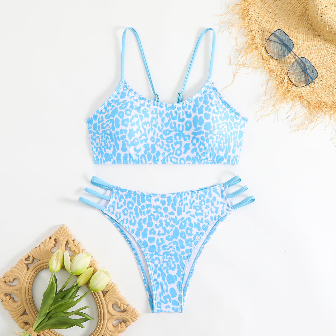 Damen Bikini-Set mit kreativem Leopardenmuster und verstellbaren Trägern Drune