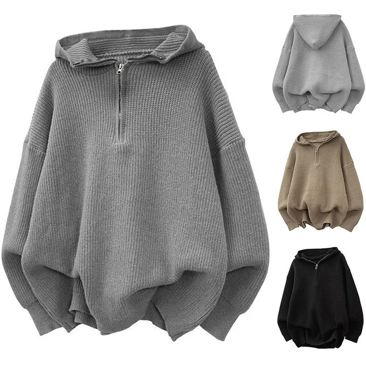 Damen Stilvoller Kapuzenpullover mit Halbreißverschluss Drune