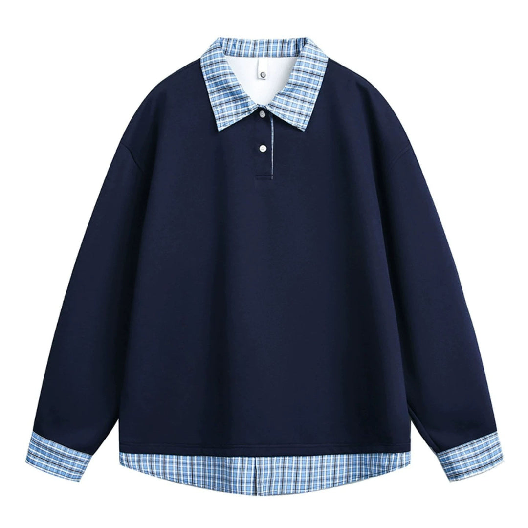 Herren Relaxed Fit Pullover mit abnehmbaren Hemdkragen Drune
