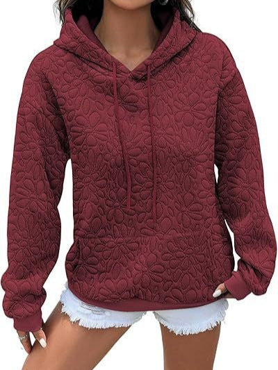 Damen Gesteppter Kapuzenpullover mit floral geprägter Steppstruktur Drune