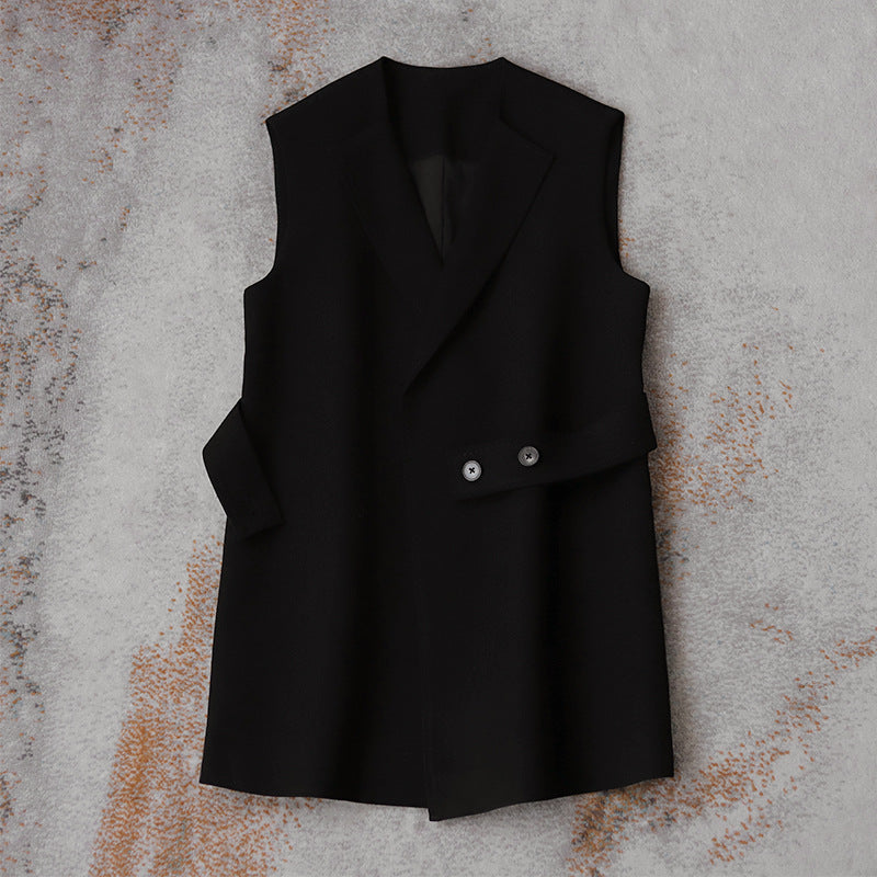 Damen Ärmellose Blazer-Weste mit Taillengürtel Drune