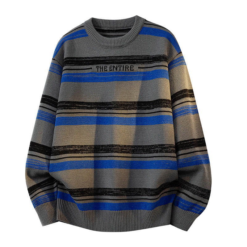 Unisex Oversize-Strickpullover mit maritimen Streifen, geripptem Saum & atmungsaktivem Baumwollmix Drune