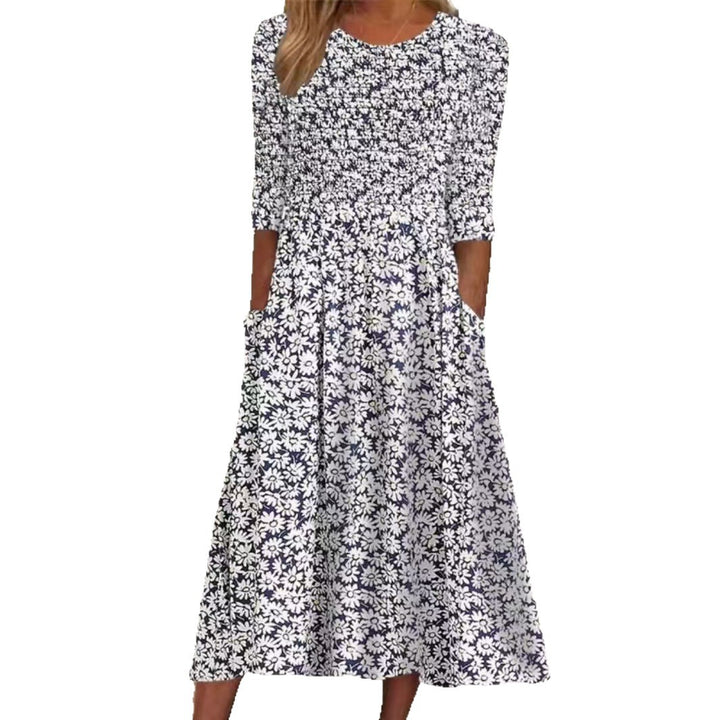 Damen nan Midikleid mit Smokoberteil, geraffter Taille und seitlichen Eingrifftaschen Drune