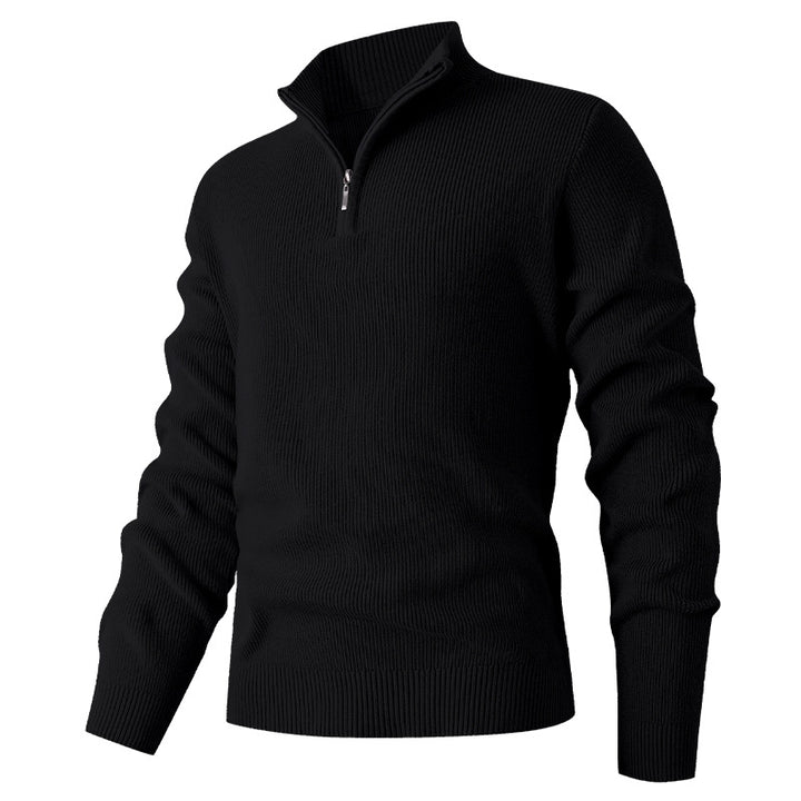 Herren Feinstrick‑Halbzip‑Pullover mit geripptem Mockneck und schlanker Passform Drune