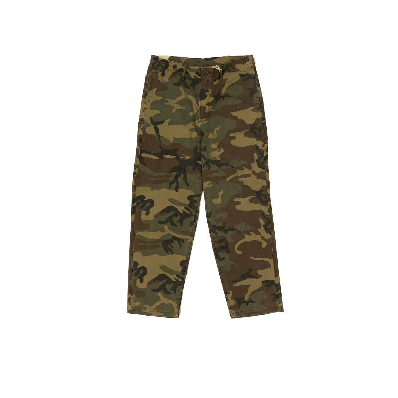 Herren Cargohose im Camouflage-Utility-Stil mit geradem Bein und robustem Canvas Drune