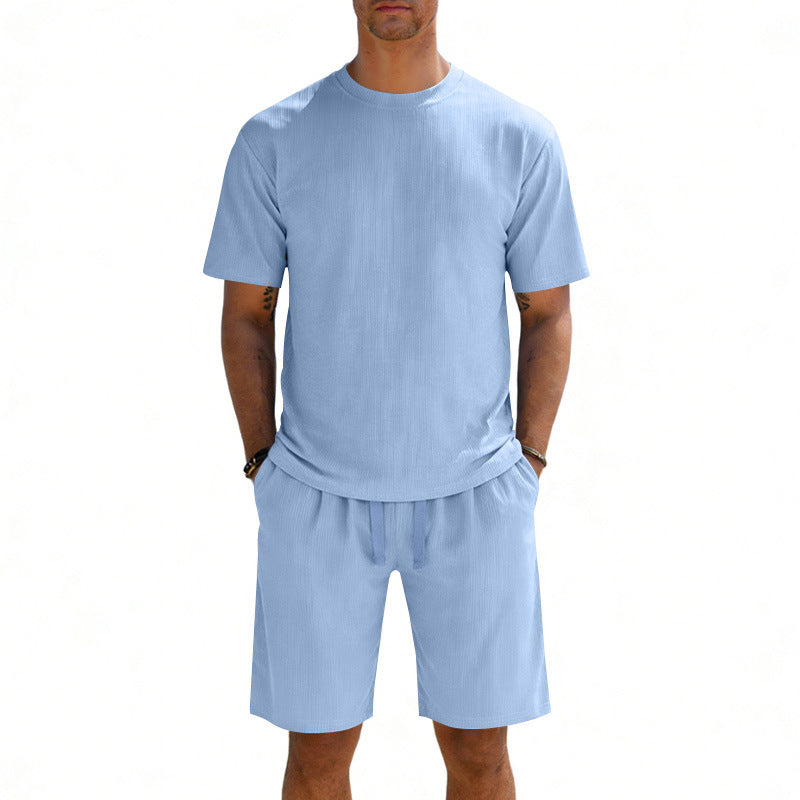 Herren nan Kurzarmshirt- und Bermudakombination aus geripptem Jersey mit elastischem Tunnelzugbund Drune