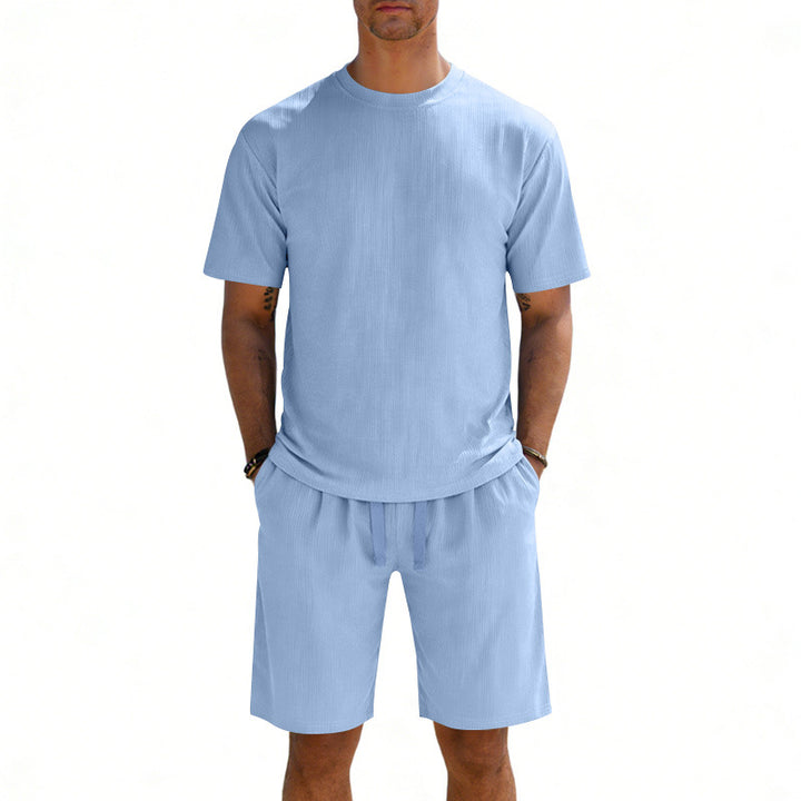Herren nan Kurzarmshirt- und Bermudakombination aus geripptem Jersey mit elastischem Tunnelzugbund Drune