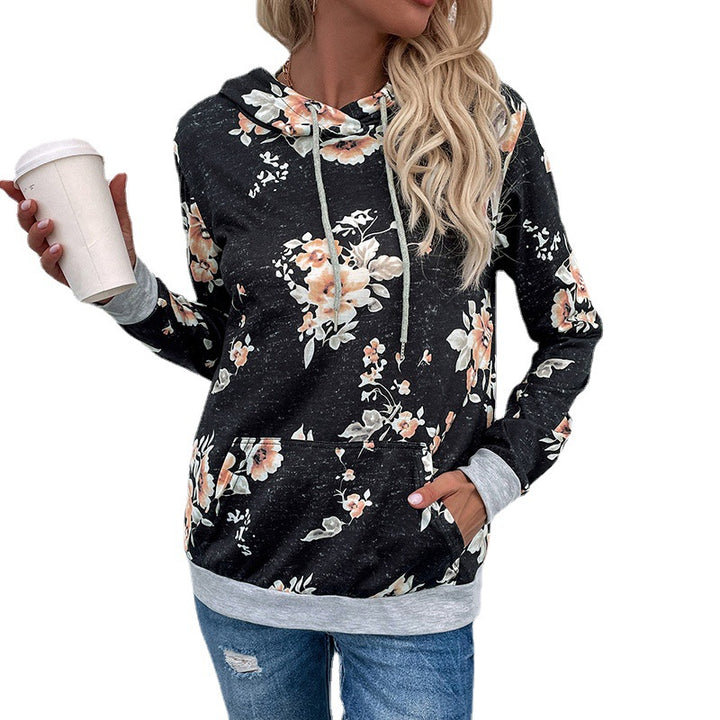 Damen Lässiger Kapuzenpullover mit floralem Muster Drune