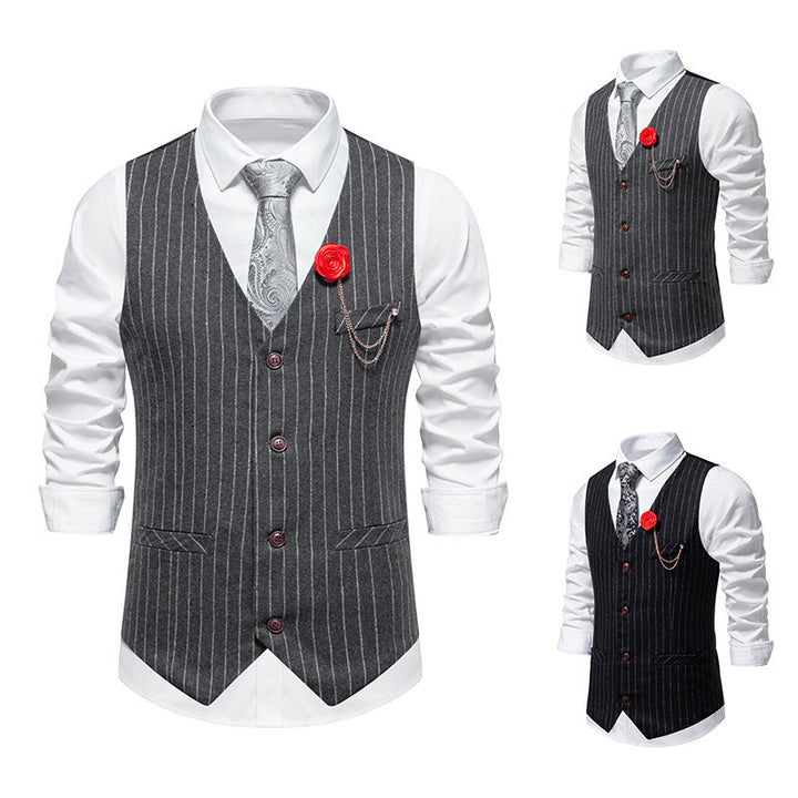 Herren elegante Anzugweste mit feinem Nadelstreifen und praktischen Taschen Drune