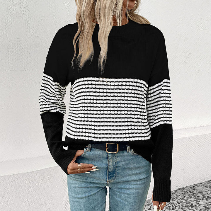Damen Modischer Strickpullover mit Blockstreifen Drune