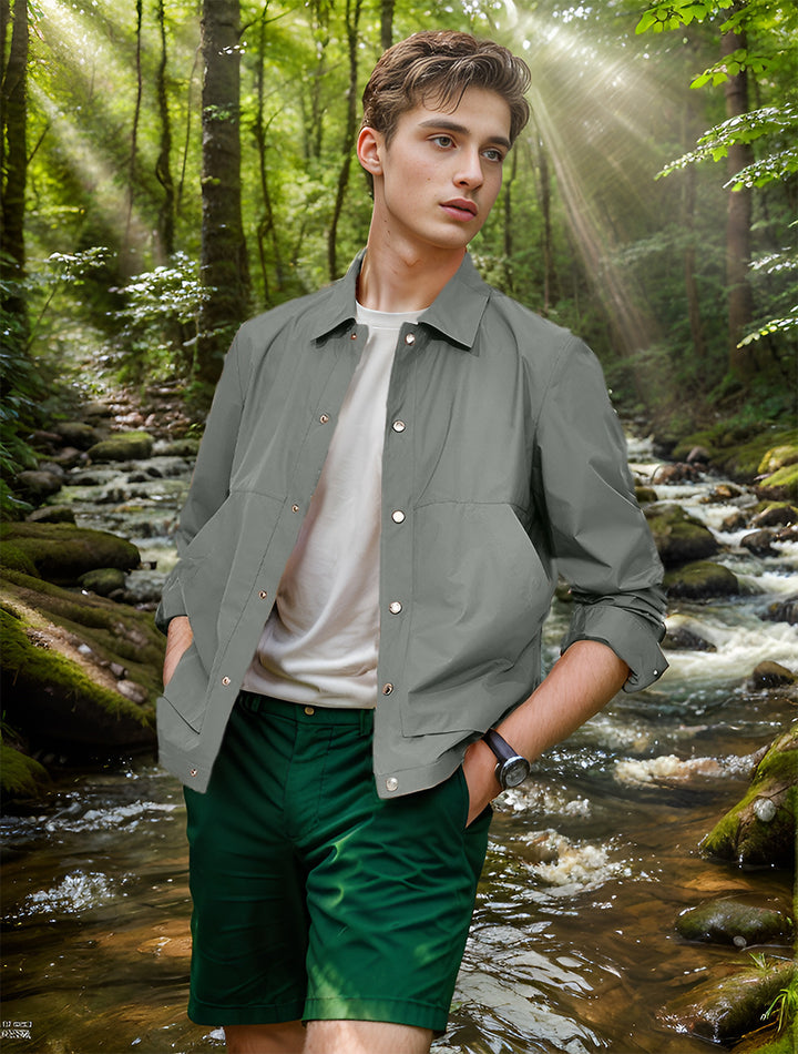 Herren lässige Outdoor-Jacke mit praktischem Druckknopfverschluss und atmungsaktivem Material Drune
