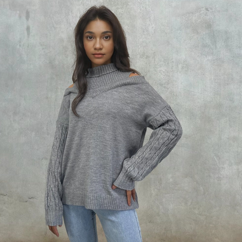 Damen Strickpullover mit abnehmbaren Schultern Drune