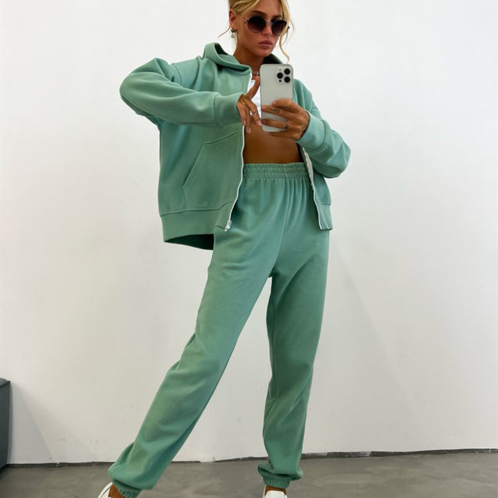 Damen lässige Kapuzenjacke mit Reißverschluss und seitlichen Taschen Drune