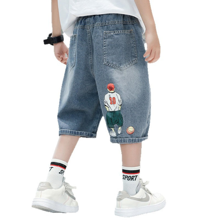 Jungen lässige Denim-Shorts mit exklusivem Stickdesign Drune