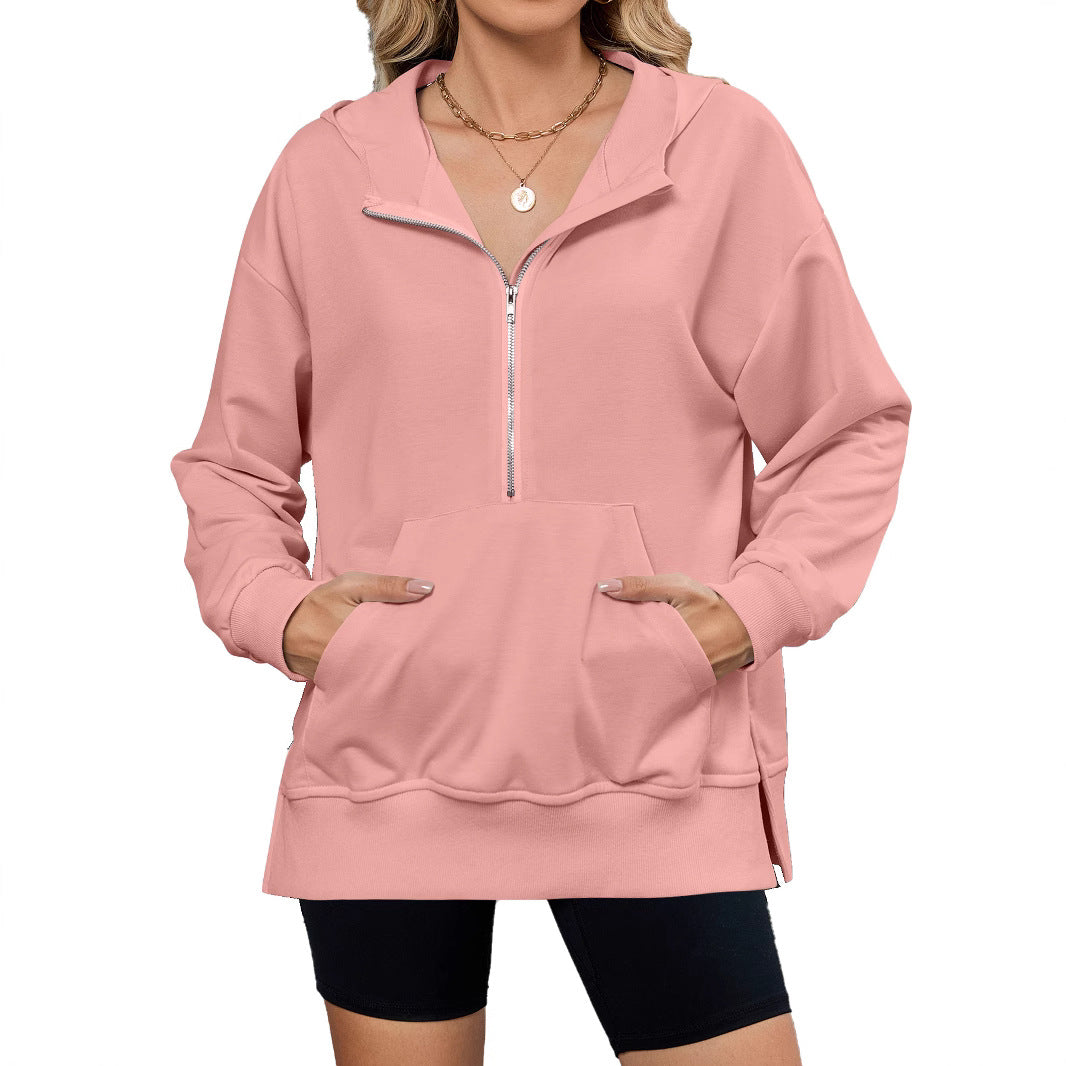 Damen Kapuzenpullover mit durchgehendem Reißverschluss und Taschen Drune