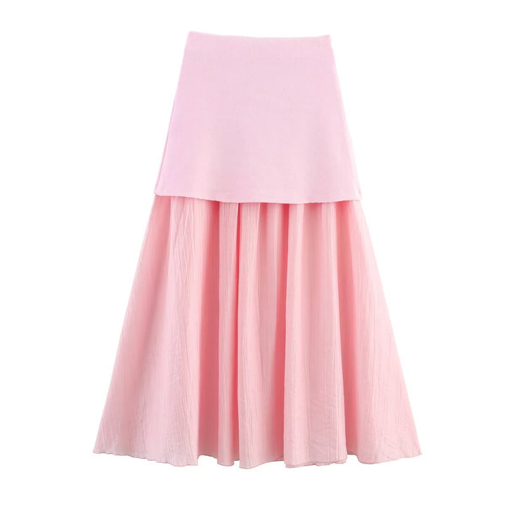 Damen Zweilagiger Chiffon-Maxirock mit glattem Hüftbesatz und A‑Linien‑Fall Drune