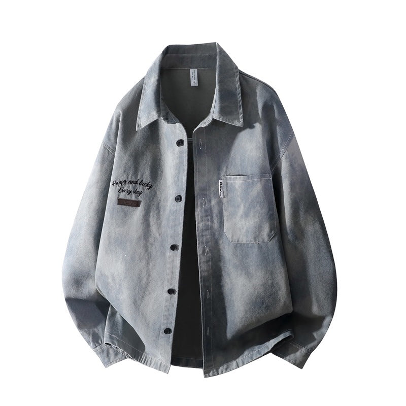 Herren Vintage-inspirierte Canvas-Überhemdjacke mit used-washed Effekt, kastiger Passform & aufgesetzter Brusttasche Drune