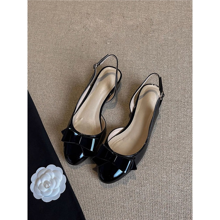 Damen Slingback‑Ballerinas mit Lackoptik, Schleifen‑Detail und gepolsterter Innensohle Drune