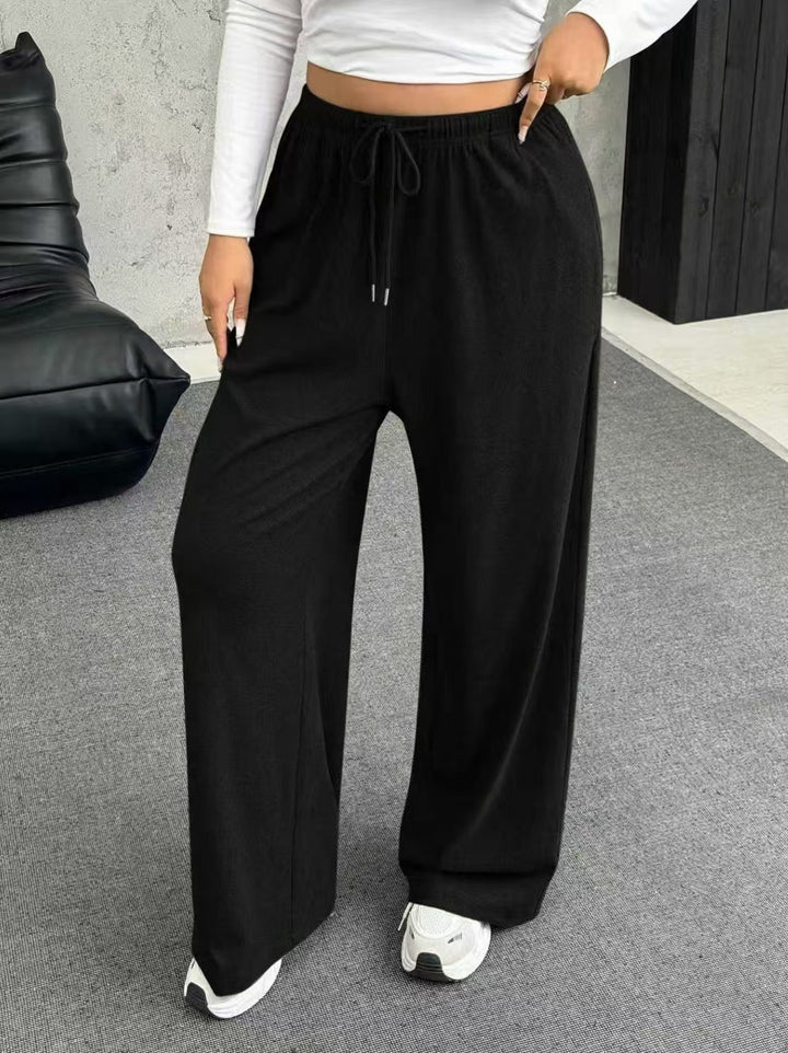 Damen High-Waist weite Beinform Jogginghose Drune