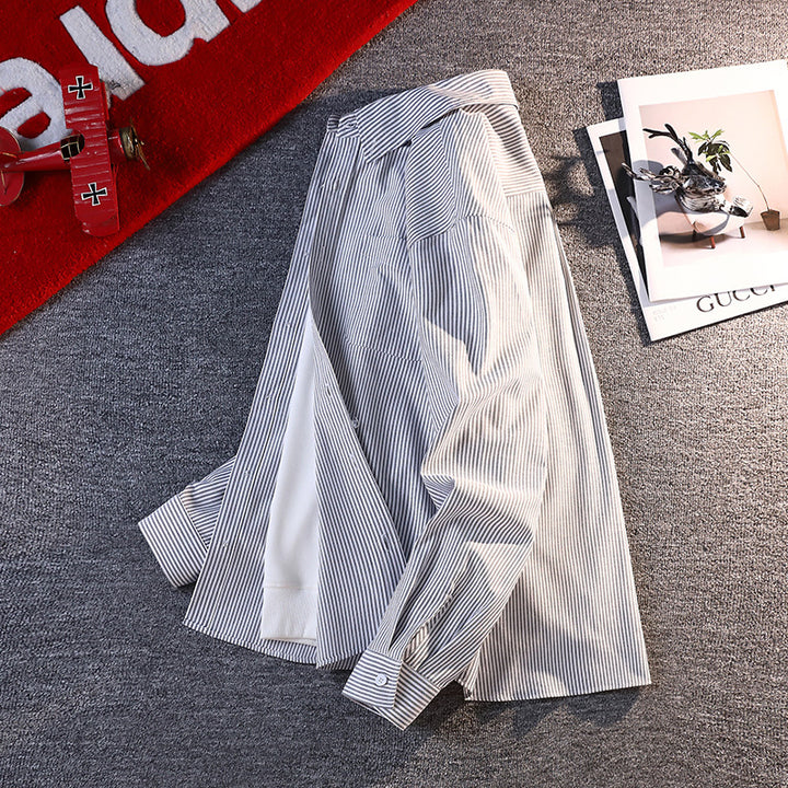 Herren nan gestreifte Overshirt Hemdjacke aus Baumwollmischung mit Brusttasche Drune
