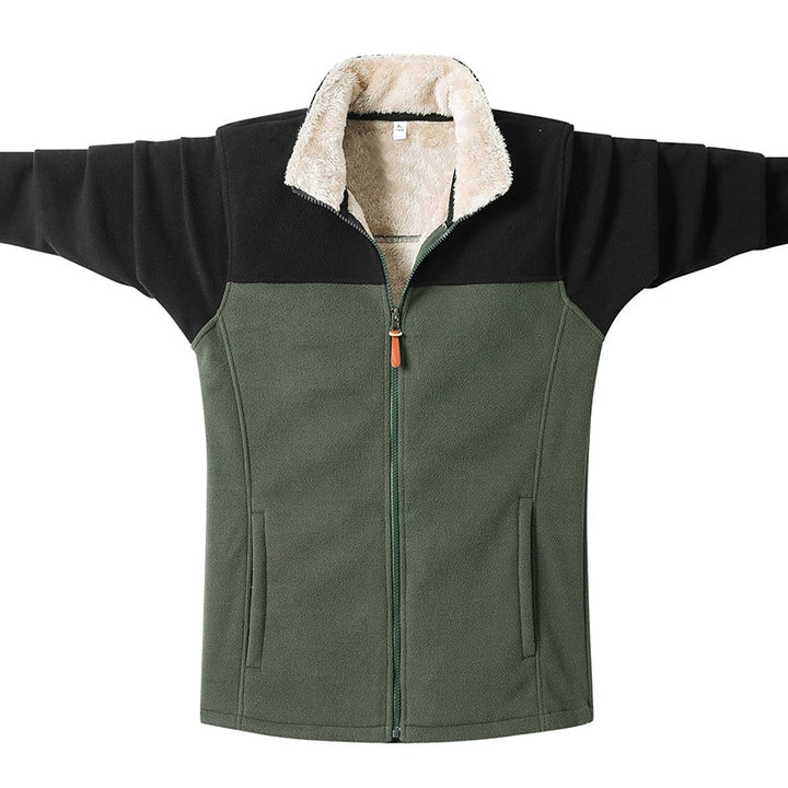 Herren Zweifarbige Fleece-Übergangsjacke mit Stehkragen, Reißverschluss & Eingrifftaschen Drune