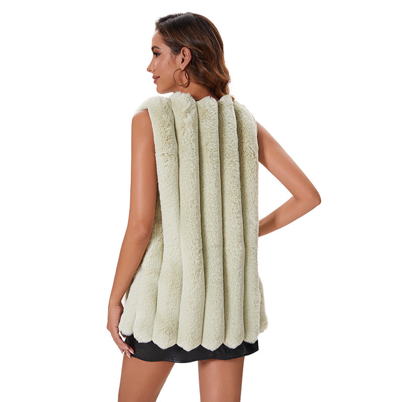 Damen Elegante und füllige Kunstpelzweste Drune