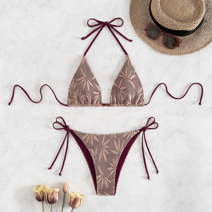 Damen Bikini-Set mit verspieltem Netzdesign und verstellbaren Bindebändern Drune