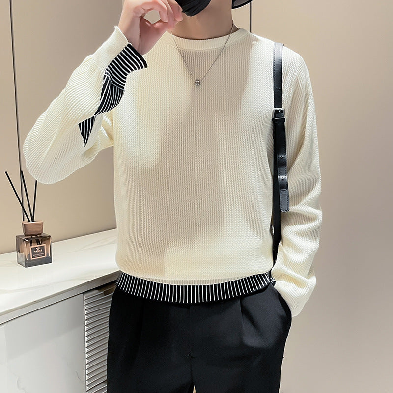 Herren Feinstrick-Pullover mit dezenter Rippenstruktur und kontrastiertem Saum Drune