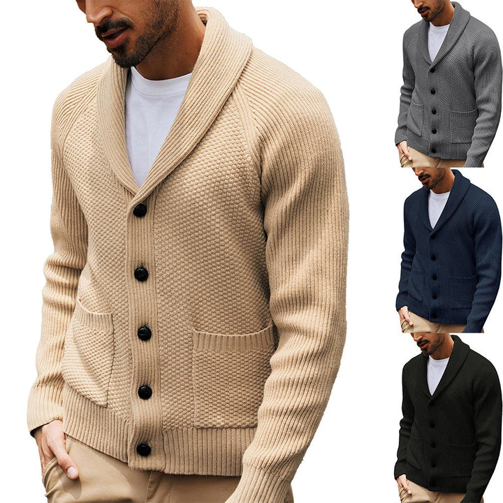 Herren Strickjacke mit Schalkragen und Taschen Drune