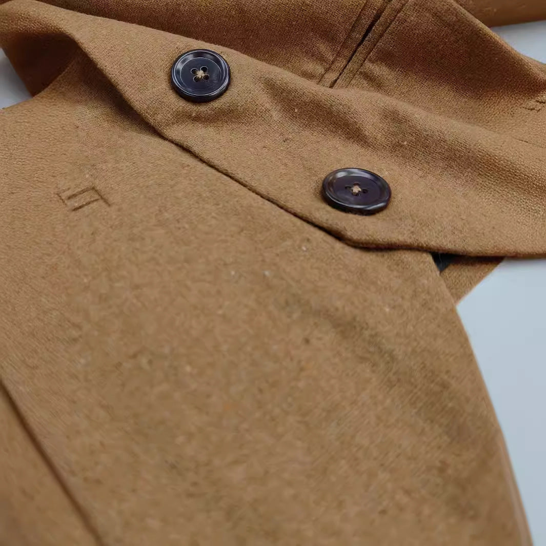 Herren Vintage-inspirierte Tweed-Weste mit Reverskragen, Paspeltaschen und Slim-Fit Drune