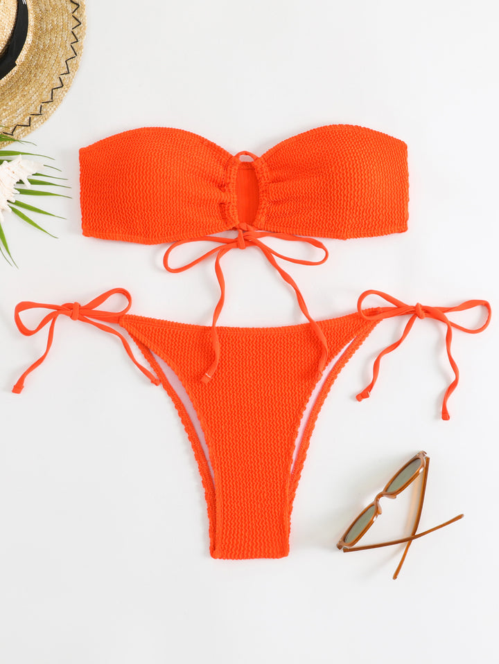 Damen Bandeau-Bikini-Set mit Klettverschluss und verstellbaren Bindebändern Drune