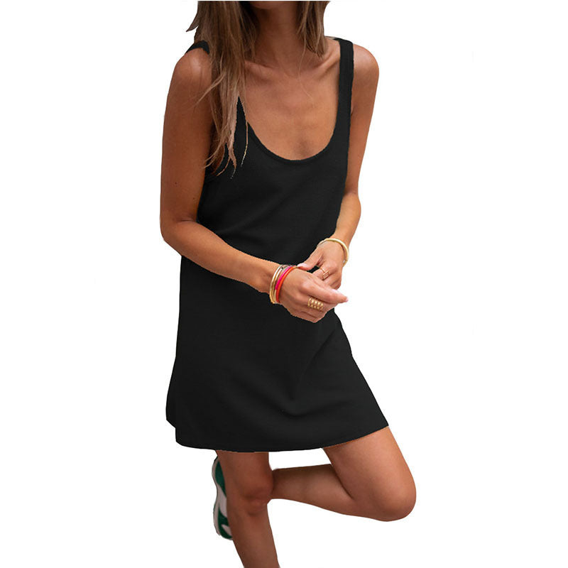 Damen Sommerliches Freizeitkleid mit tiefem Ausschnitt und leichtem Stoff Drune