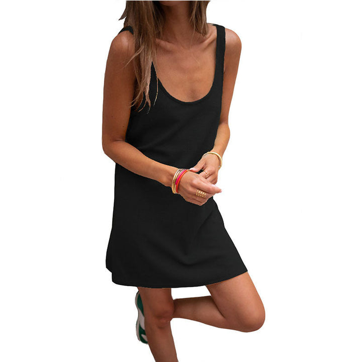 Damen Sommerliches Freizeitkleid mit tiefem Ausschnitt und leichtem Stoff Drune