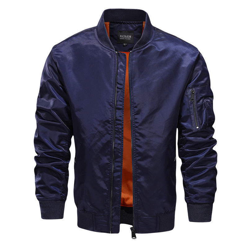 Herren Nylon-Bomberjacke im Aviator‑Stil mit Ärmeltasche und Rippbündchen Drune