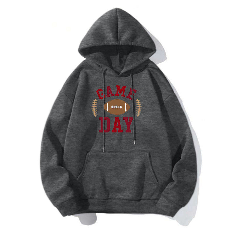Damen Sportlicher Kapuzenpullover mit Football-Motiv Drune