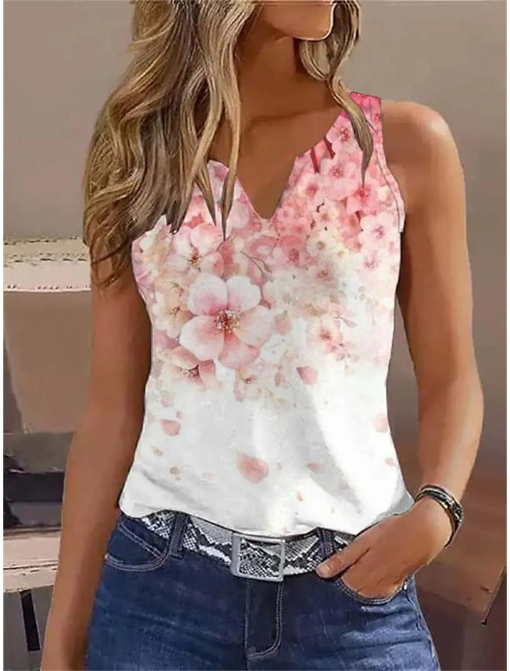 Damen ärmelloses Blusenshirt mit floralem Design Drune