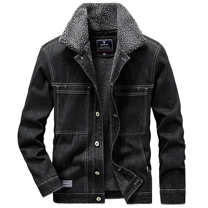 Herren Sherpa-gefütterte Denimjacke im Worker-Style Drune
