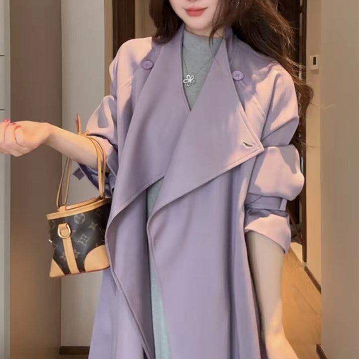 Damen Oversized Wickelmantel mit asymmetrischem Schnitt und verstellbaren Manschetten Drune