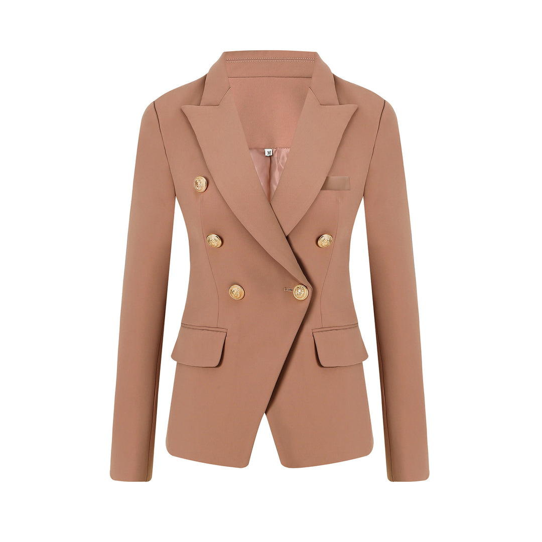 Damen Elegante Doppelreihige Blazerjacke mit goldenen Knöpfen Drune