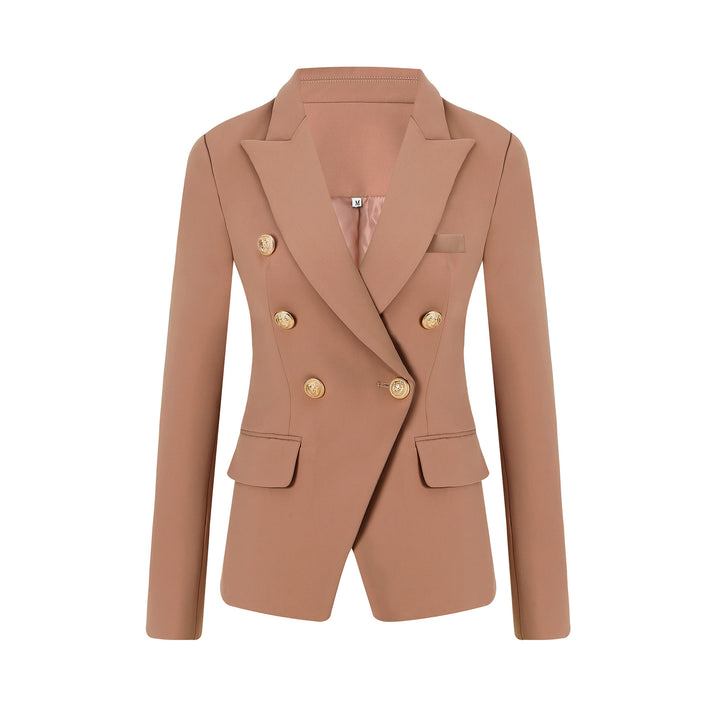 Damen Elegante Doppelreihige Blazerjacke mit goldenen Knöpfen Drune