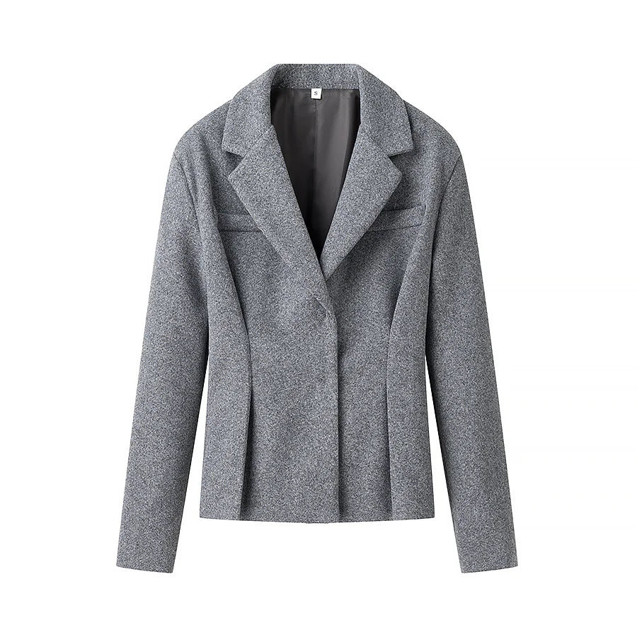 Damen nan tailliertes Zweiteiler-Blazer- und Midirock-Set mit Wiener Nähten und plisseeartigem Faltenwurf Drune
