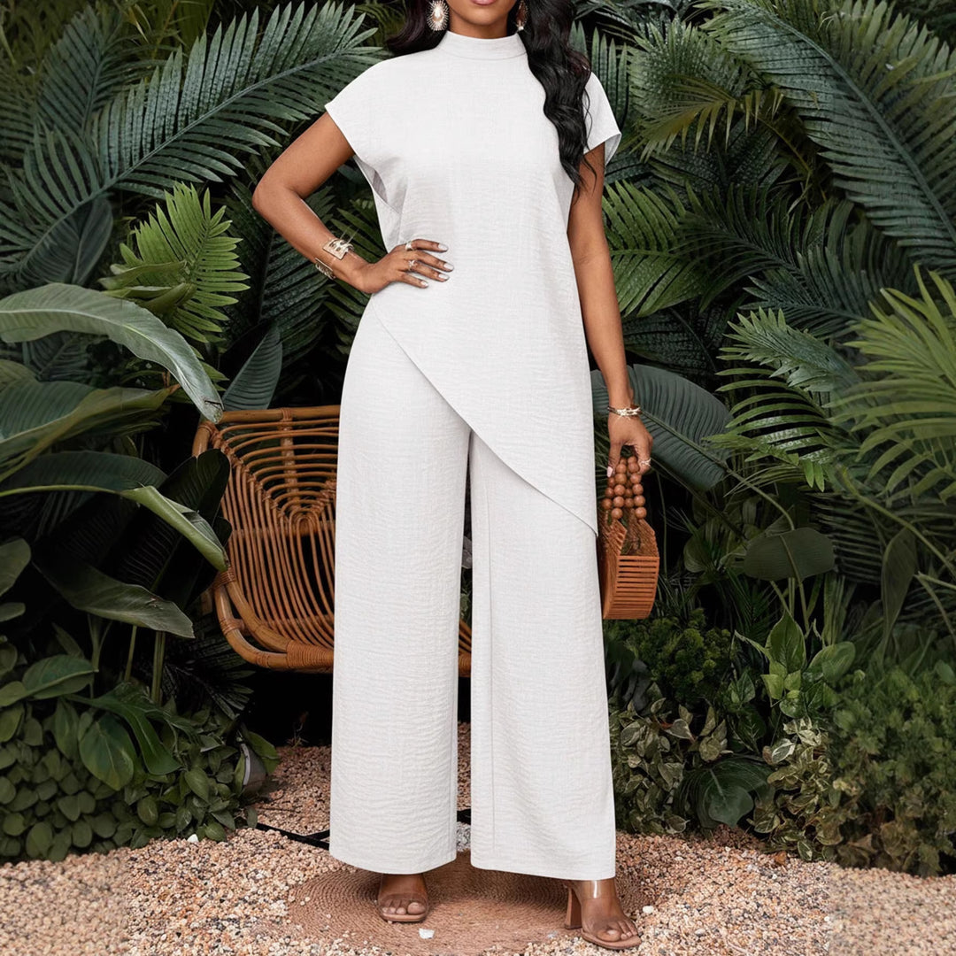 Damen Zweiteiliges Set mit asymmetrischer Tunika und weiten Palazzo-Hosen Drune