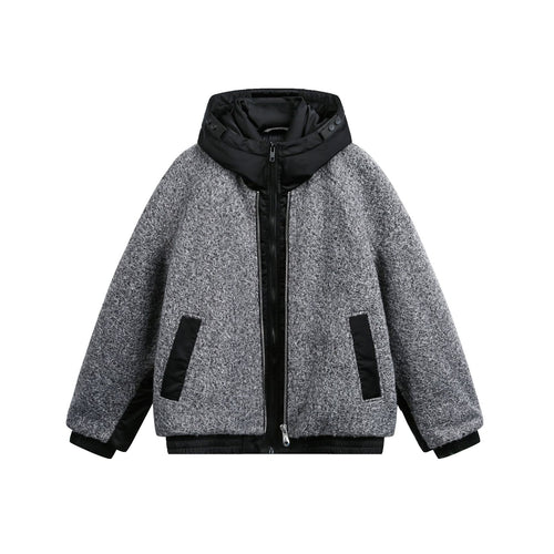 Damen Oversize Wollmix Bomberjacke mit gesteppter Kapuze Drune