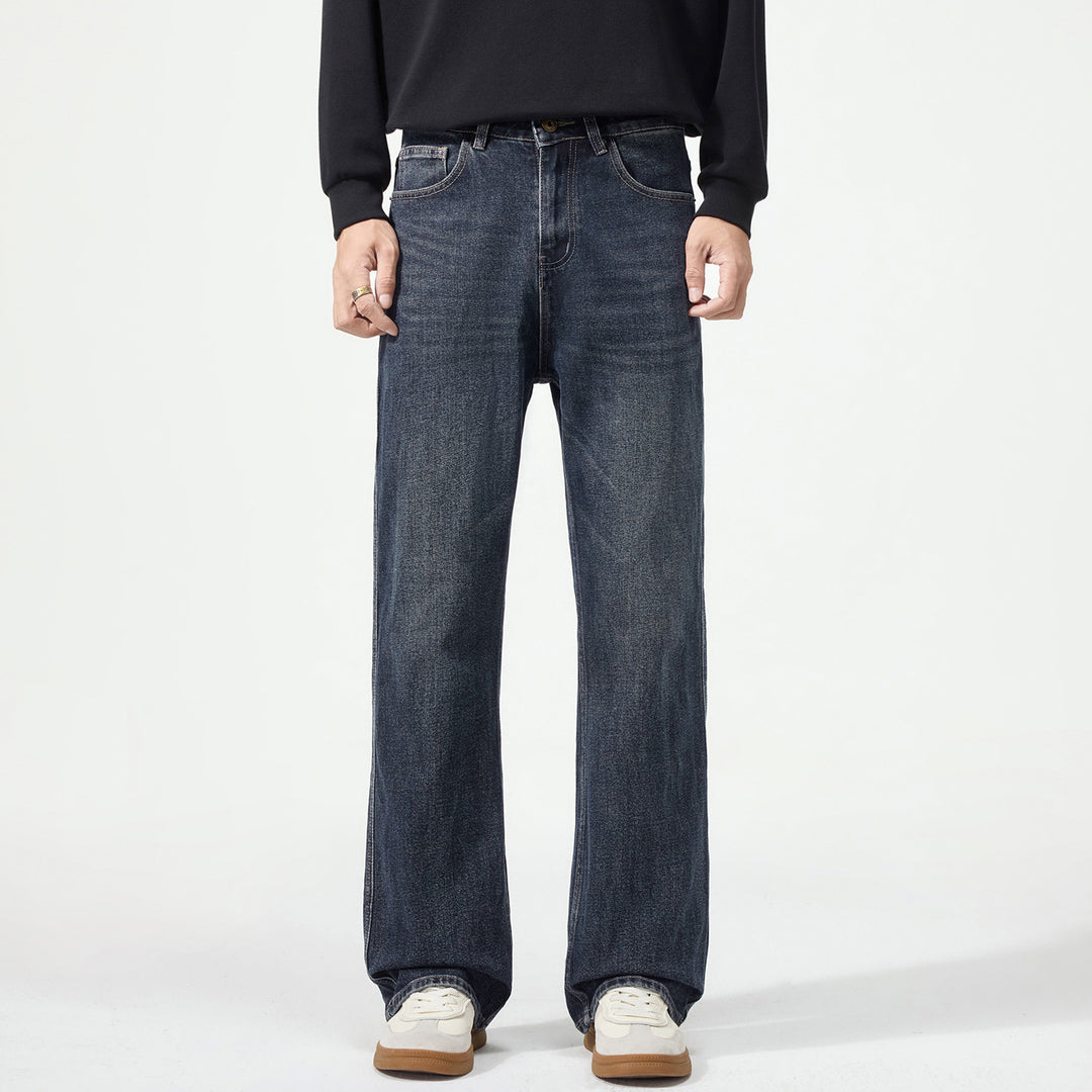 Herren Weitgeschnittene Denimjeans mit mittlerer Leibhöhe und Used-Optik Drune