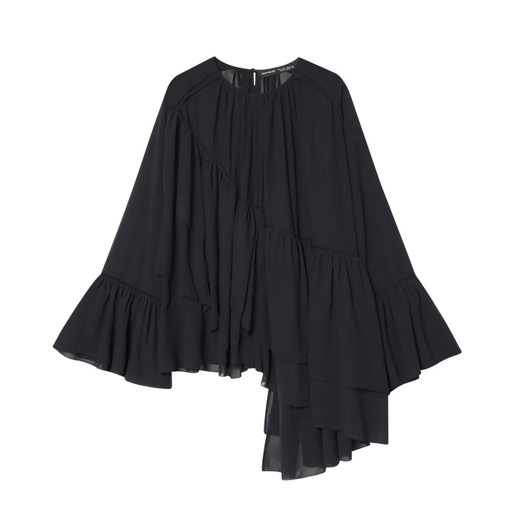 Damen asymmetrische Volant-Tunika mit Raffungen Drune