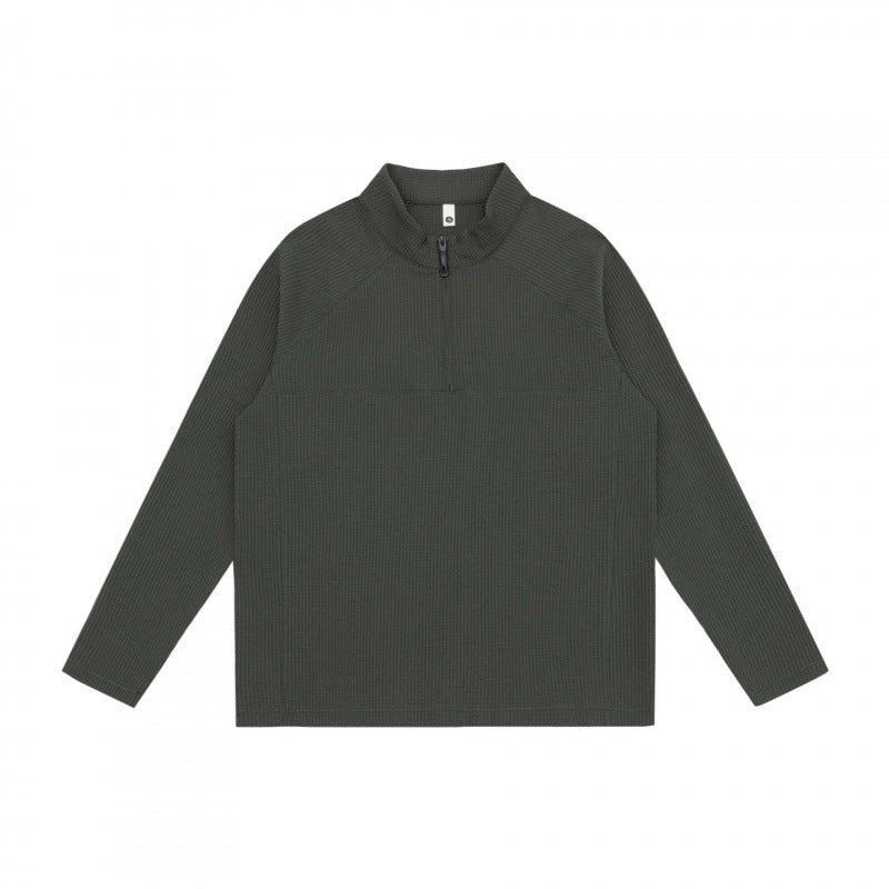 Unisex Grobstruktur-Halbzip-Pullover mit Stehkragen und Boxy-Schnitt Drune