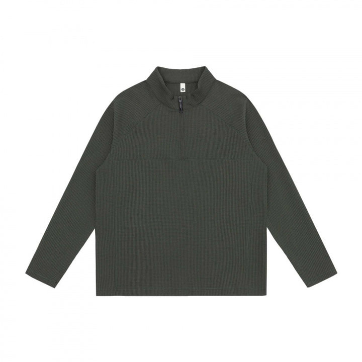 Unisex Grobstruktur-Halbzip-Pullover mit Stehkragen und Boxy-Schnitt Drune