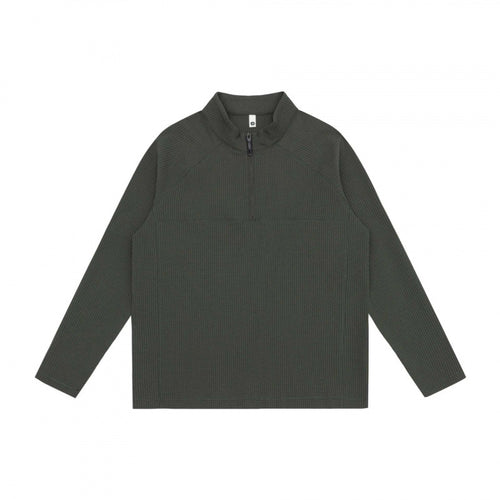 Unisex Grobstruktur-Halbzip-Pullover mit Stehkragen und Boxy-Schnitt Drune