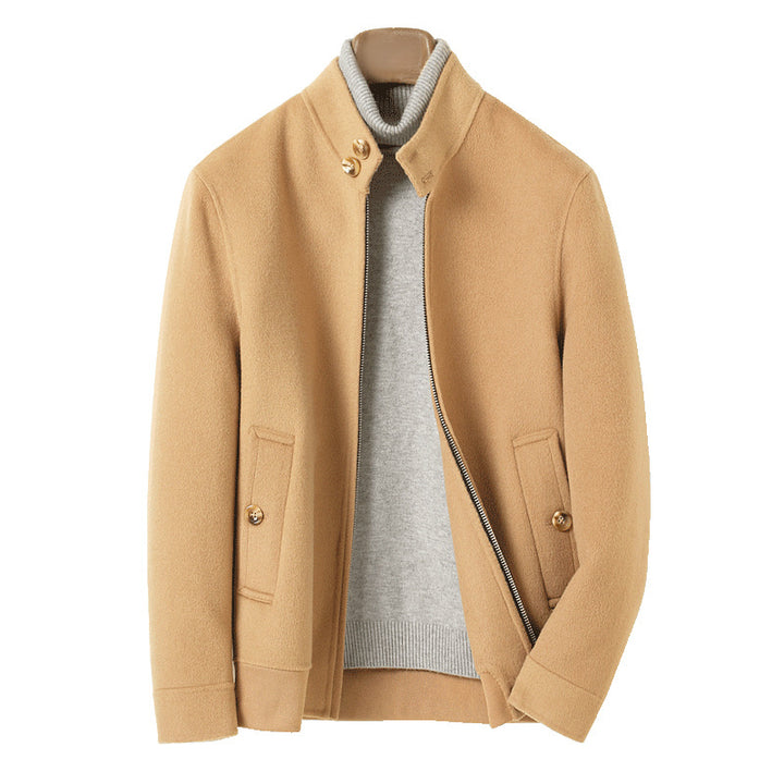 Herren Moderner Wollmix-Blouson mit hohem Stehkragen, verdecktem Reißverschluss und geknöpften Eingrifftaschen Drune