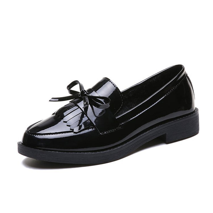 Damen Elegante Mokassins mit funkelndem Lackleder und dekorativem Schleifendetail Drune
